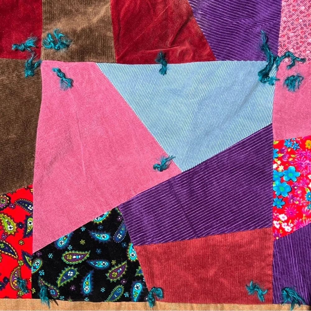 Hand crafted corduroy/velvet patchwork quilt